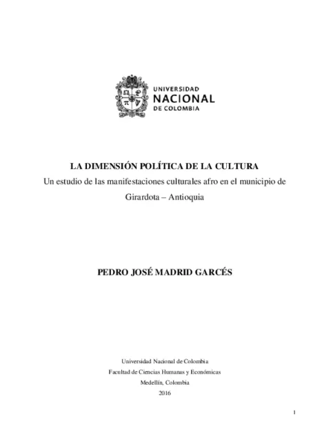 La dimensión política de la cultura: un estudio de las manifestaciones culturales afro en el municipio de Girardota – Antioquia