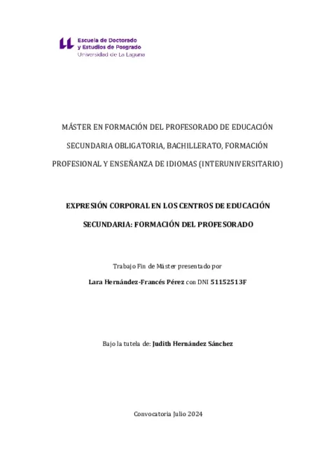 Expresión corporal en los centros de Educación Secundaria: formación del profesorado.