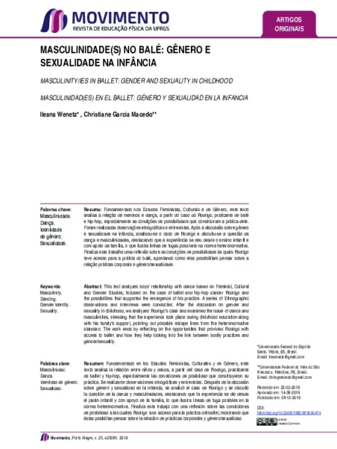 MASCULINITY/IES IN BALLET: GENDER AND SEXUALITY IN CHILDHOOD