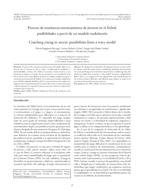 Proceso de enseñanza-entrenamiento de jóvenes en el fútbol: posibilidades a partir de un modelo ondulatorio