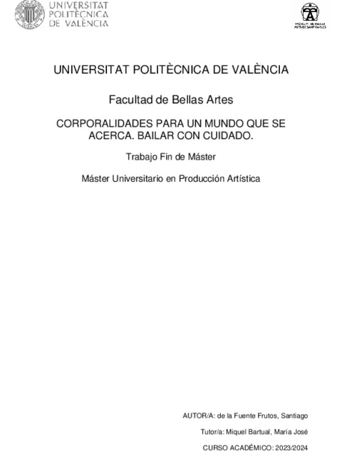 Corporalidades para un mundo que se acerca. Bailar con cuidado