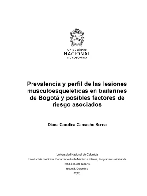 Prevalencia y perfil de las lesiones musculoesqueléticas en bailarines de Bogotá y posibles factores de riesgo asociados