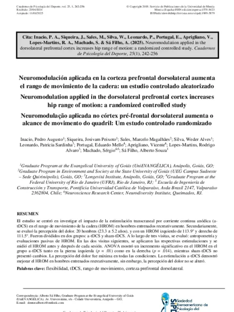 Neuromodulación aplicada en la corteza prefrontal dorsolateral aumenta el rango de movimiento de la cadera: un estudio controlado aleatorizado