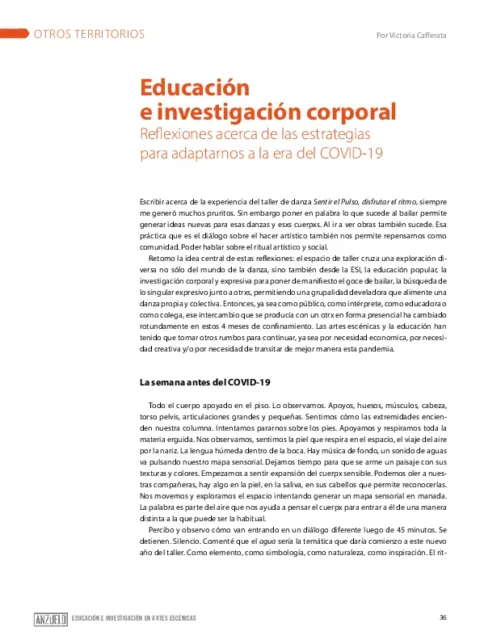 Educación e investigación corporal : Reflexiones acerca de las estrategias para adaptarnos a la era del COVID-19