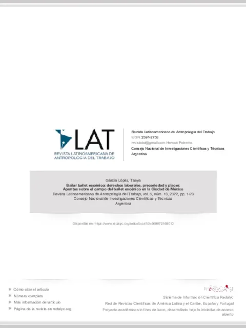 Bailar ballet escénico: derechos laborales, precariedad y placer. Apuntes sobre el campo del ballet escénico en la Ciudad de México