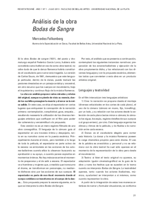 Análisis de la obra «Bodas de Sangre»