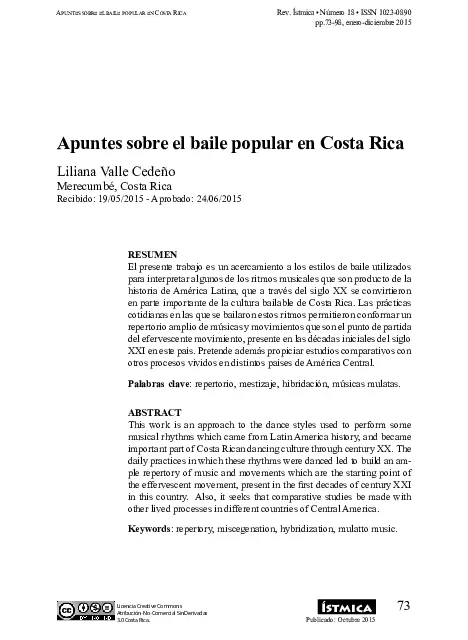 Apuntes sobre el baile popular en Costa Rica
