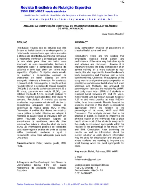 Body composition analysis of practioners of classical ballet advanced level