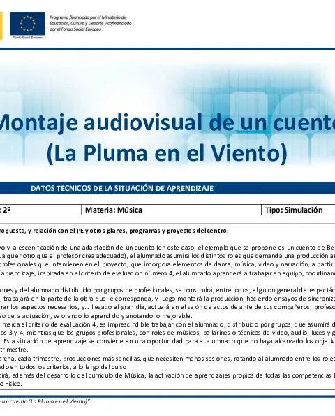 Montaje audiovisual de un cuento : La Pluma en el Viento