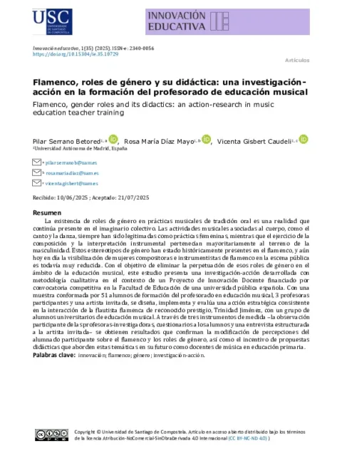 Flamenco, roles de género y su didáctica: una investigación-acción en la formación del profesorado de educación musical