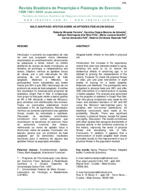 Adapted ballet: effects on the skills in physical old