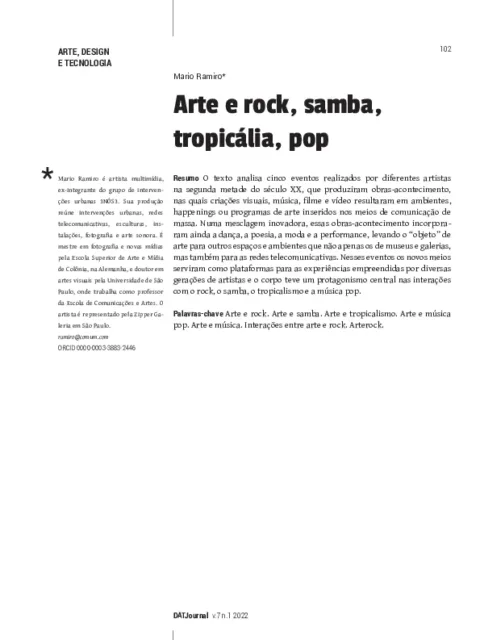 Art and rock, samba, tropicália, pop