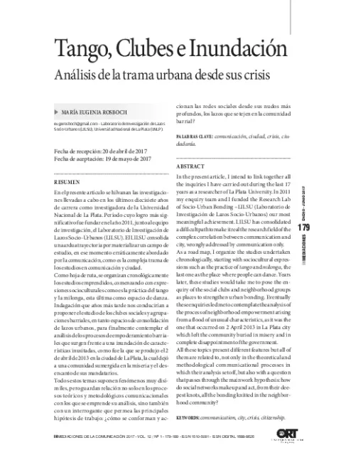 Tango, clubes e inundación: análisis de la trama urbana desde sus crisis