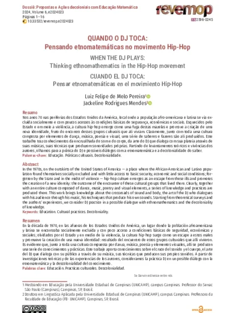 Quando o DJ toca: pensando etnomatemáticas no movimento Hip-Hop