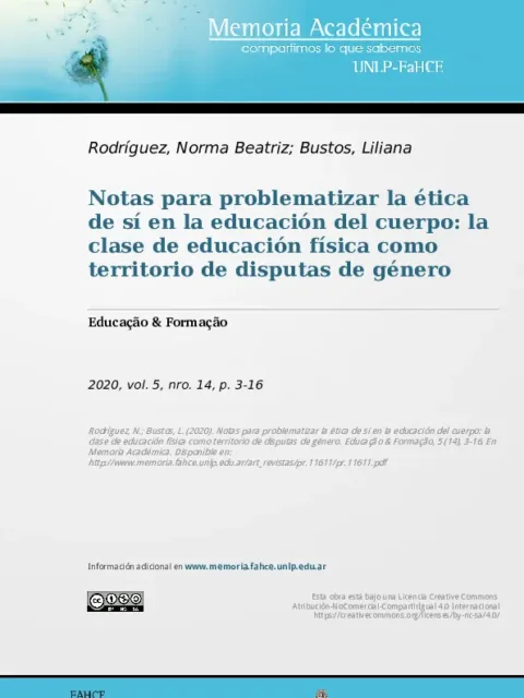 Notas para problematizar la ética de sí en la educación del cuerpo: la clase de educación física como territorio de disputas de género