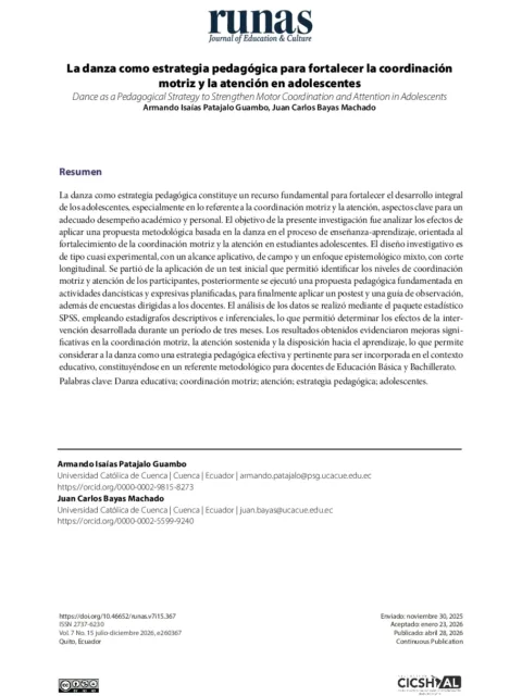 Beneficios de la danza como estrategia para el desarrollo de la coordinación motriz