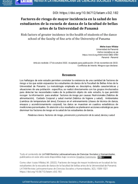 Apreciación de la danza folklórica como forma de prevención de los factores individuales que conducen al riesgo social en los estudiantes