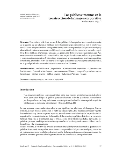 La comunicación interna del Ballet internacional América Andina y su imagen corporativa