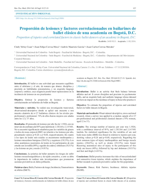 Incidencia de lesiones osteomusculoesqueléticas en bailarines de la agrupación cultural ballet andino