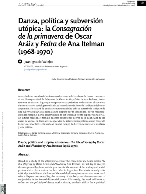 Análisis estético de la obra de danza La Consagración de la Primavera