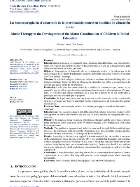 Ballet en el desarrollo de la coordinación motriz en niños y niñas de 5 a 6 años