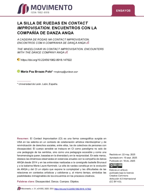 La accesibilidad en la danza contact improvisation