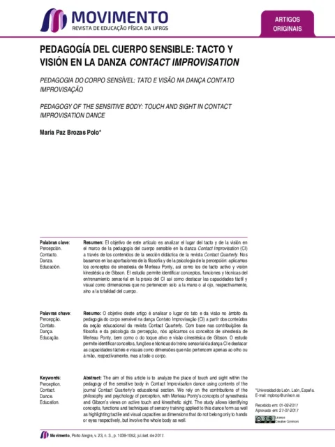 Pedagogía del cuerpo sensible