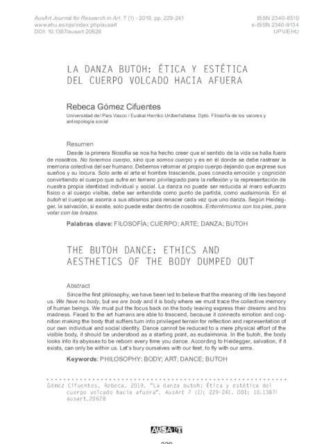 La danza butoh: ética y estética del cuerpo volcado hacia afuera