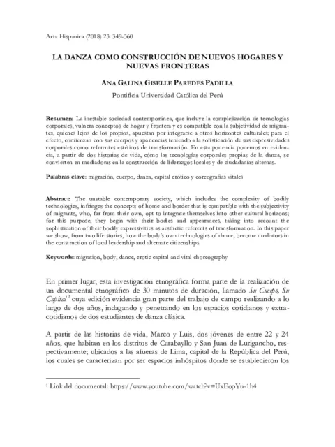 La danza como construcción de nuevos hogares y nuevas fronteras