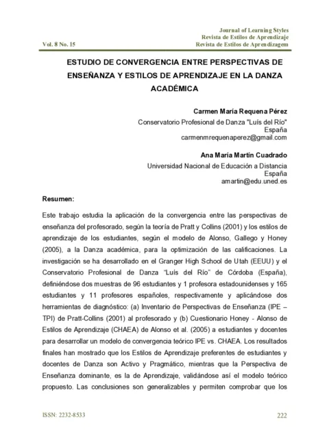 Estilos de aprendizaje y enseñanza de la danza folclórica en una compañía de danza colombiana