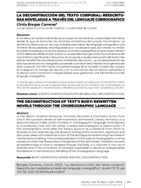 Emergencia del texto corporal danzado
