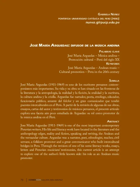 José María Arguedas, precursor de la cultura andina