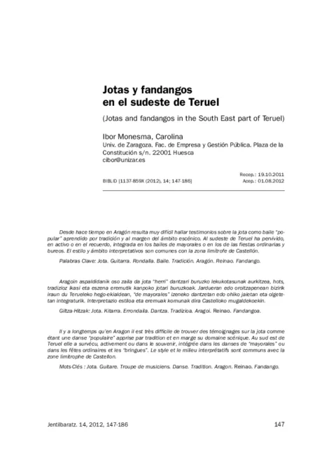 Jotas y fandangos en el sudeste de Teruel