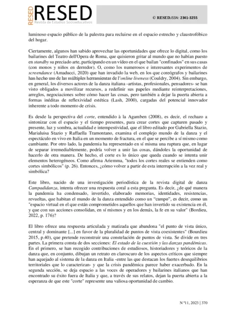 Cambiar la danza: el impacto de Covid 19 en el sistema de danza en Italia