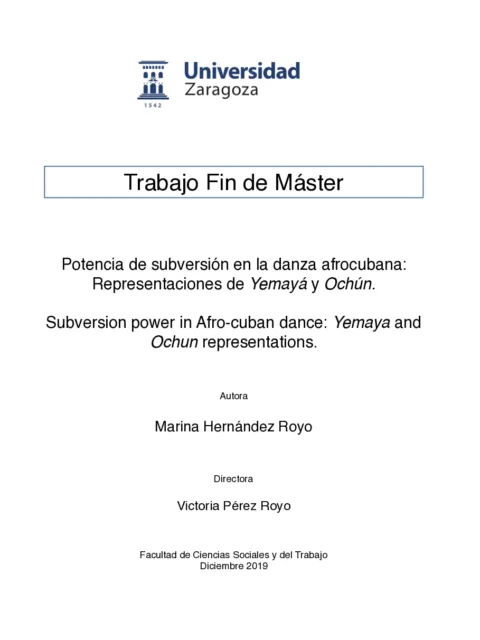 Potencia de subversión en la danza afrocubana: Representaciones de Yemayá y Ochún.