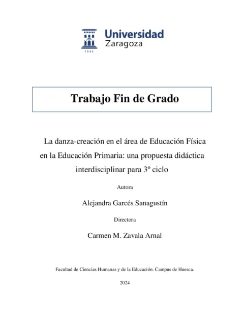 La danza-creación en el área de Educación Física en la Educación Primaria: una propuesta didáctica interdisciplinar para 3º ciclo.