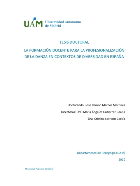 La formación docente para la profesionalización de la danza en contextos de diversidad en España