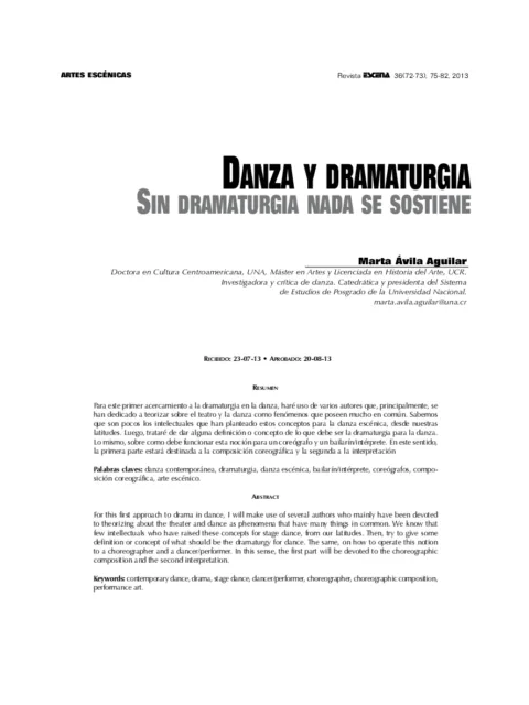 Danza y Dramaturgia. Sin dramaturgia nada se sostiene