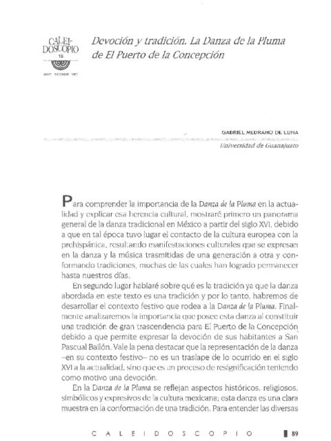 Devoción y tradición. La Danza de la Pluma de El Puerto de la Concepción