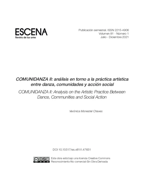 COMUNIDANZA II: análisis en torno a la práctica artística entre danza, comunidades y acción social