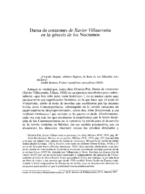 «Danza de corazones» de Xabier Villaurrutia en la génesis de los «Nocturnos»