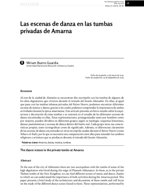 Las escenas de danza en las tumbas privadas de Amarna