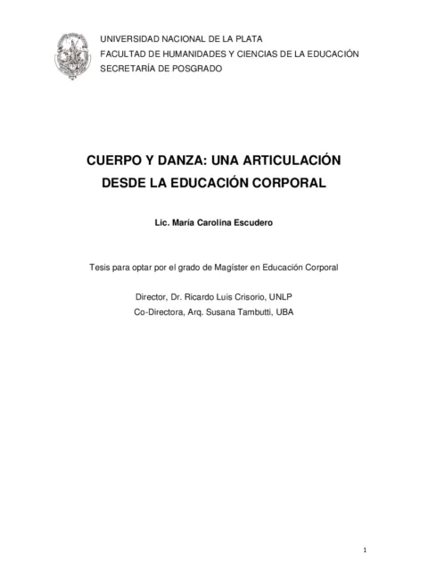 Cuerpo y danza: una articulación desde la Educación Corporal