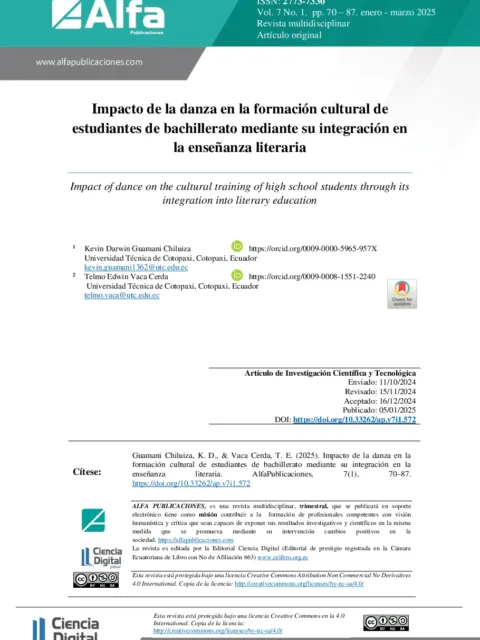 Impacto de la danza en la formación cultural de estudiantes de bachillerato mediante su integración en la enseñanza literaria