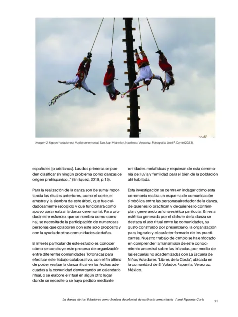 La danza de los Voladores como  frontera decolonial de aesthesis  comunitaria