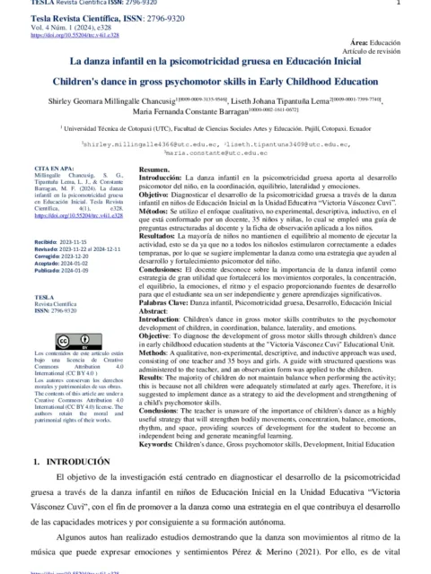 La danza infantil en la psicomotricidad gruesa en Educación Inicial
