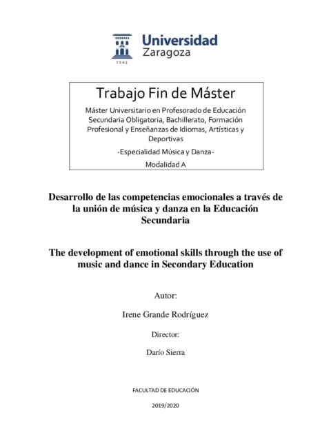 Desarrollo de las competencias emocionales a través de la unión de música y danza en la Educación Secundaria