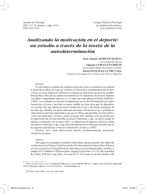 La motivación en la enseñanza de la danza: análisis de la teoría de la autodeterminación