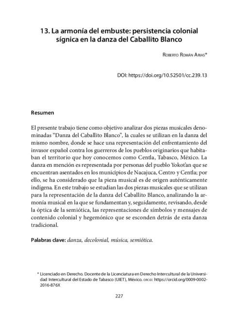 La armonía del embuste: persistencia colonial sígnica en la danza del Caballito Blanco
