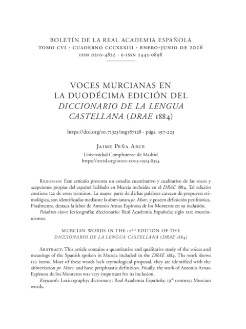 El léxico de la danza en la duodécima edición del Diccionario (RAE 1884).